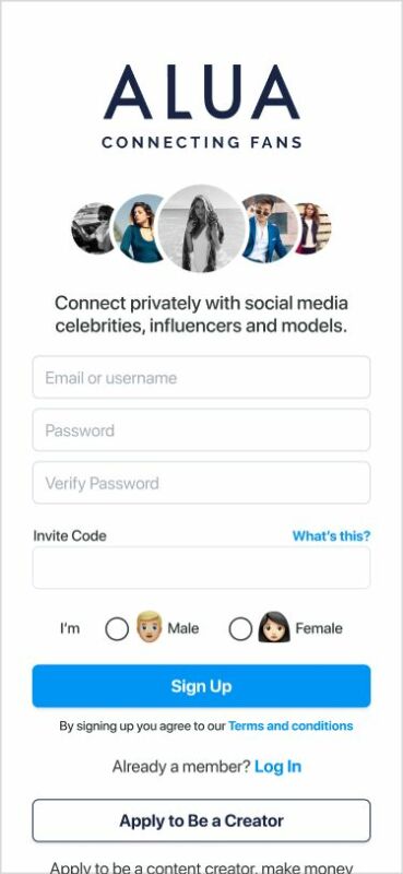 Alua account sign up